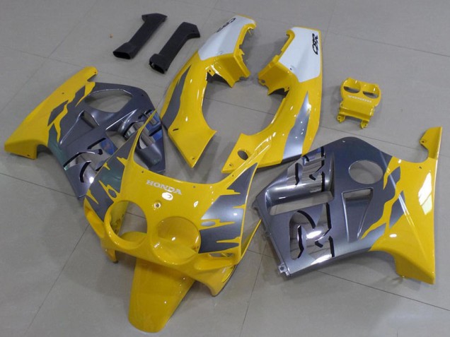 1988-1989 Grey Yellow Honda CBR250RR MC19 Motorbike Fairing Kits for Sale