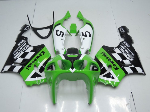 1996-2003 Green Black and White Kawasaki ZX7R Motor Fairings for Sale