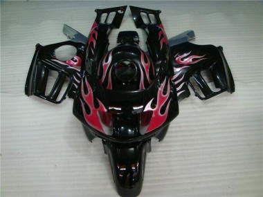 1995-1998 Black Red Flame Honda CBR600 F3 Bike Fairing Kit for Sale