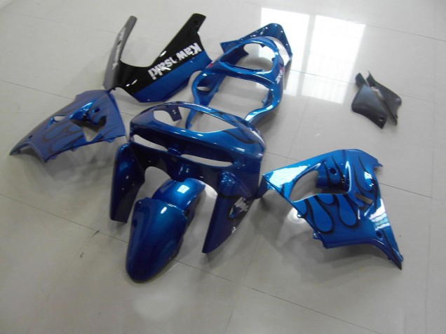 1998-1999 Blue Black Flame Kawasaki ZX9R Motorbike Fairing for Sale