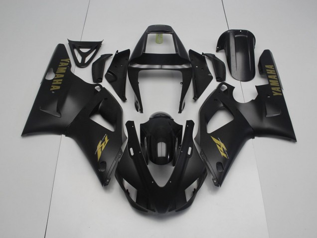 1998-1999 Matte Black Yellow Yamaha YZF R1 Motorcycle Fairing Kit for Sale