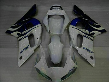 1998-2002 White Blue Yamaha YZF R6 Bike Fairings for Sale