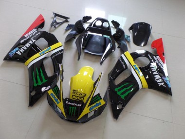 1998-2002 Black Yellow Monster Yamaha YZF R6 Bike Fairings for Sale