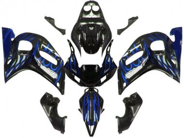 1998-2002 Black Blue Flame Yamaha YZF R6 Motorcycle Bodywork for Sale