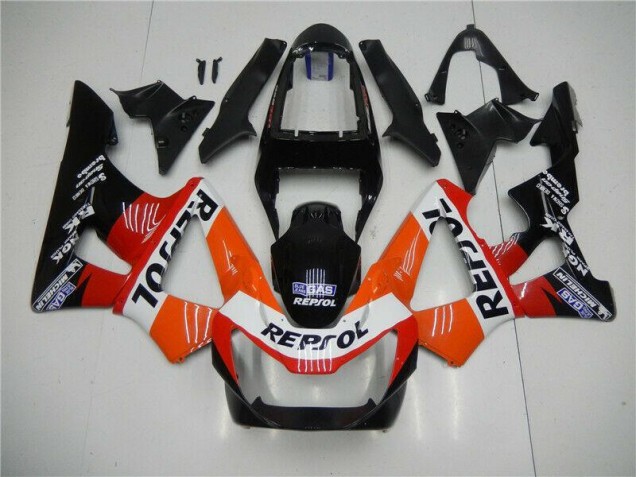 2000-2001 Orange Red Black Repsol Honda CBR900RR 929RR Motorbike Fairing Kits for Sale