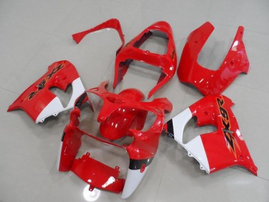 2000-2001 Red and White Kawasaki ZX9R Motorcycle Fairing for Sale