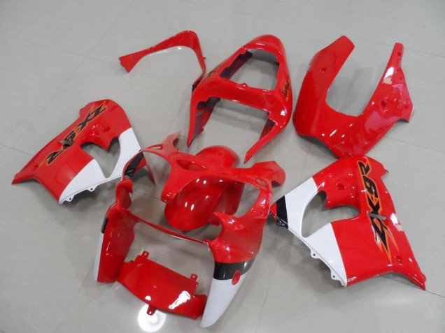 2000-2001 Red and White Kawasaki ZX9R Motorcycle Fairing for Sale