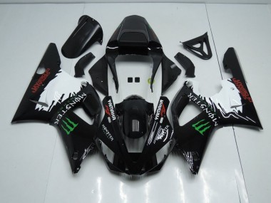 2000-2001 Black White Monster Yamaha YZF R1 Bike Fairing for Sale