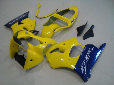 2000-2002 Yellow Blue Kawasaki ZX6R Moto Fairings for Sale