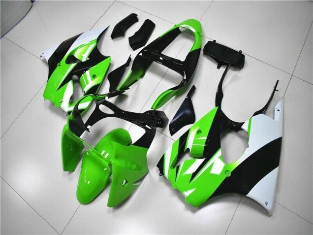 2000-2002 Green White Black Kawasaki ZX6R Bike Fairing Kit for Sale