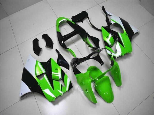 2000-2002 Green White Black Kawasaki ZX6R Bike Fairing Kit for Sale