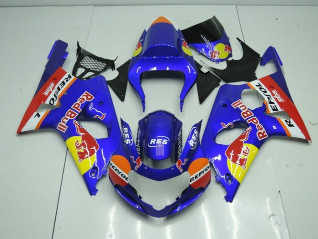 2000-2002 Blue Red Bull Suzuki GSXR 1000 Motorbike Fairing Kits for Sale