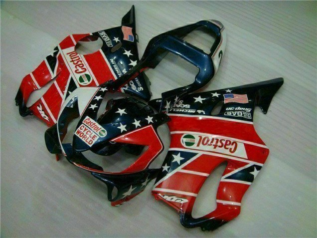 2001-2003 Red White Blue Castrol Cycle World Honda CBR600 F4i Motorcycle Fairings Kits for Sale
