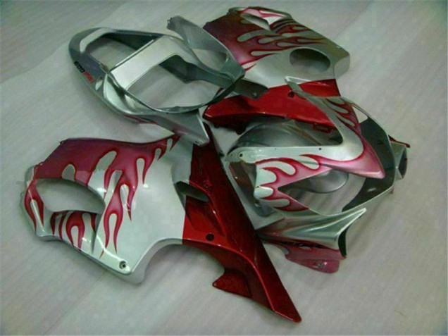 2001-2003 Red Flame Silver Honda CBR600 F4i Motorbike Fairings for Sale