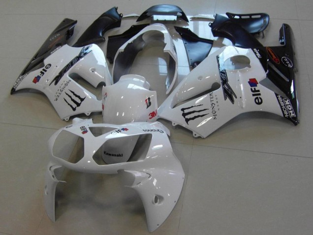 2002-2006 White Monster Kawasaki ZX12R Moto Fairings for Sale