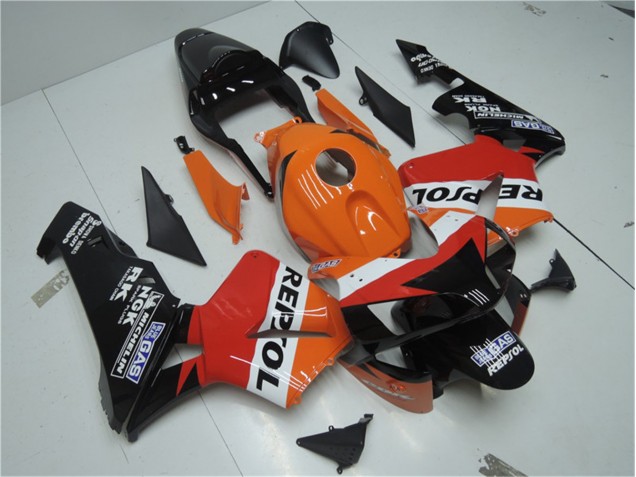 2003-2004 Orange Red Black Repsol Honda CBR600RR Motor Bike Fairings for Sale