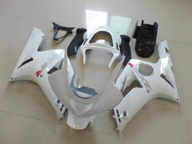 2003-2004 White with Silver Decals Kawasaki ZX6R Motorcycle Fairings for Sale