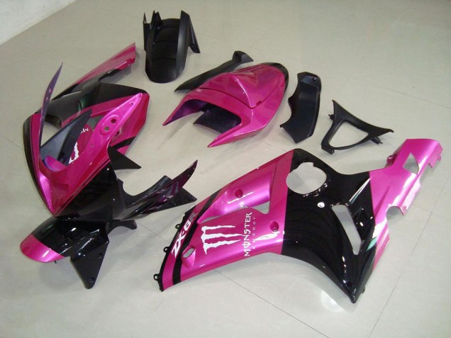 2003-2004 Pink Black Monster Kawasaki ZX6R Bike Fairing Kit for Sale