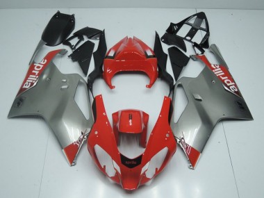 2003-2006 Silver and Red Aprilia RSV1000 Motorbike Fairing Kits for Sale