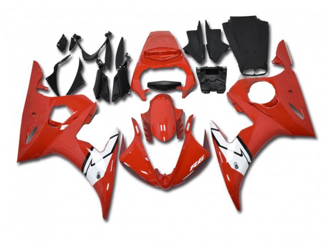 2003-2005 Red White Yamaha YZF R6 Motorbike Fairing Kits for Sale