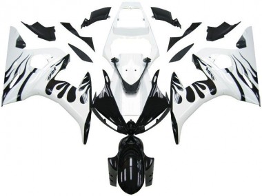 2003-2005 White Flame Black Yamaha YZF R6 Motorcycle Fairings Kits for Sale