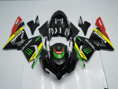 2003-2005 Black Yellow Monster Kawasaki ZX10R Replacement Motorcycle Fairings for Sale