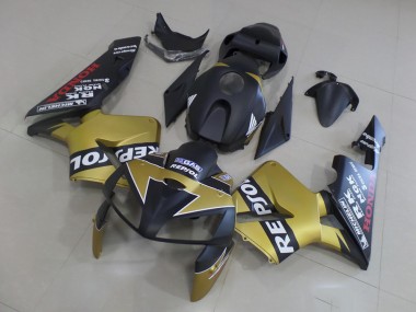 2005-2006 Black Gold Repsol Honda CBR600RR Motorcycle Fairings Kit for Sale