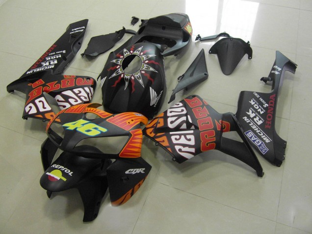 2005-2006 Rossi Matte Black Honda CBR600RR Motorcycle Fairings Kits for Sale