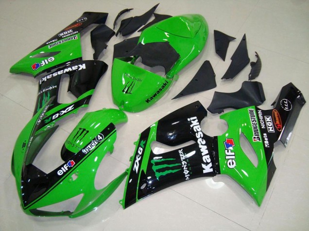 2005-2006 Green Monster Kawasaki ZX6R Motorcycle Fairing Kit for Sale