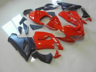 2005-2006 Red and Matte Black Kawasaki ZX6R Bike Fairings for Sale