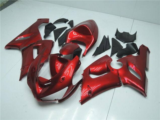 2005-2006 Candy Red Kawasaki ZX6R Motorcycle Fairing Kits for Sale