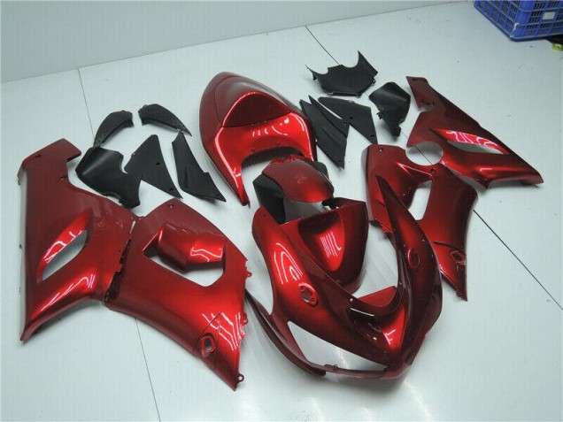 2005-2006 Candy Red Kawasaki ZX6R Motorcycle Fairing Kits for Sale