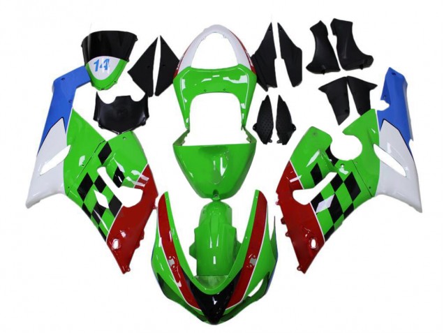 2005-2006 Green Red White Blue Kawasaki ZX6R Bike Fairings for Sale