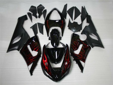 2005-2006 Red Black Kawasaki ZX6R Motor Bike Fairings for Sale