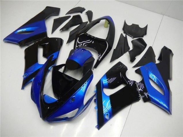 2005-2006 Blue Black Kawasaki ZX6R Motorcycle Fairing Kits for Sale