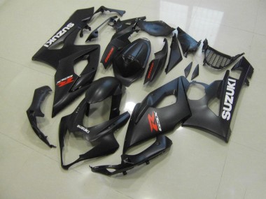 2005-2006 Matte Black with White Decals Suzuki GSXR 1000 Bike Fairing Kit for Sale