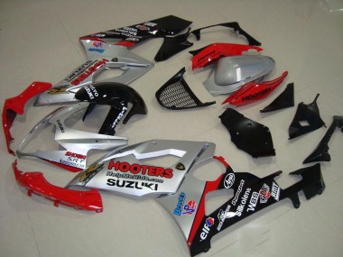 2005-2006 Silver and Red Suzuki GSXR 1000 Motorcycle Fairings Kits for Sale