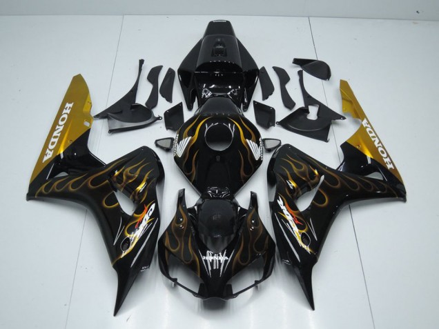 2006-2007 Black Gold Flame Honda CBR1000RR Motor Bike Fairings for Sale