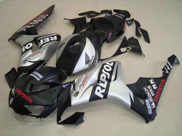 2006-2007 Matte Black Silver Repsol Honda CBR1000RR Replacement Fairings for Sale