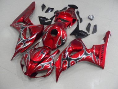 2006-2007 Red with Black Grey Flame Honda CBR1000RR Motorcycle Bodywork for Sale