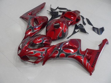 2006-2007 Red Silver Flame Honda CBR1000RR Motorcycle Fairings Kits for Sale