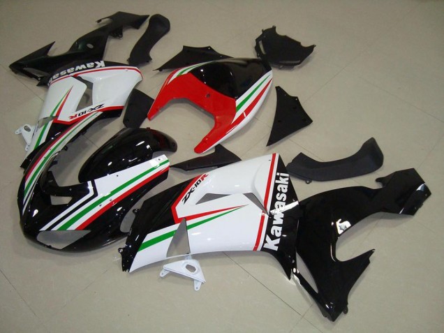 2006-2007 White and Black Kawasaki ZX10R Bike Fairing Kit for Sale