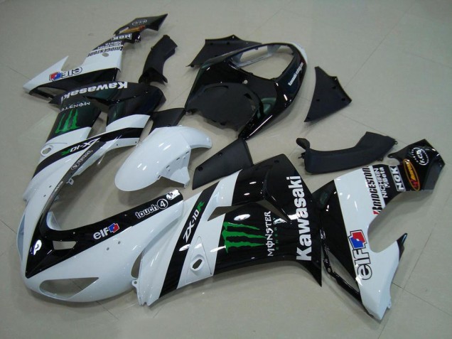 2006-2007 White Monster Kawasaki ZX10R Motorcycle Bodywork for Sale