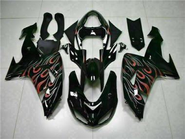 2006-2007 Black Red Flame Kawasaki ZX10R Motorcyle Fairings for Sale