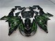 2006-2007 Black Green Flame Kawasaki ZX10R Motorcycle Fairing for Sale