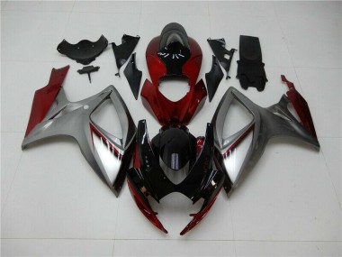 2006-2007 Red Silver Suzuki GSXR 600/750 Bike Fairing Kit for Sale