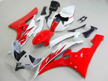 2006-2007 Red White Yamaha YZF R6 Motorcycle Fairings Kit for Sale