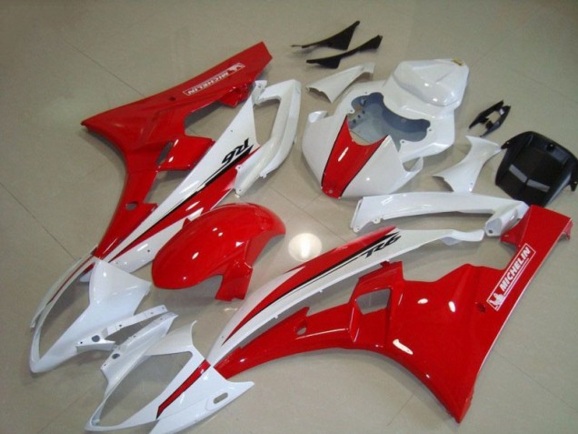 2006-2007 Red White Yamaha YZF R6 Motorcycle Fairing for Sale