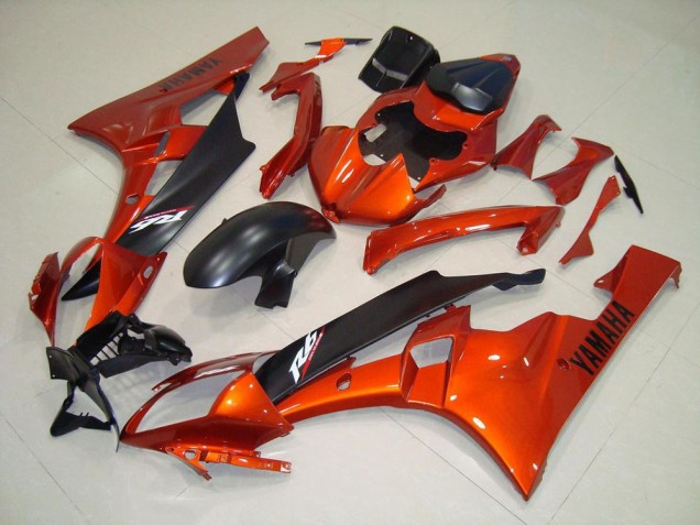 2006-2007 Orange Matte Black Yamaha YZF R6 Motorcycle Replacement Fairings for Sale