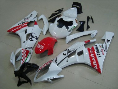 2006-2007 White Red Abarth Yamaha YZF R6 Motorcycle Fairings for Sale